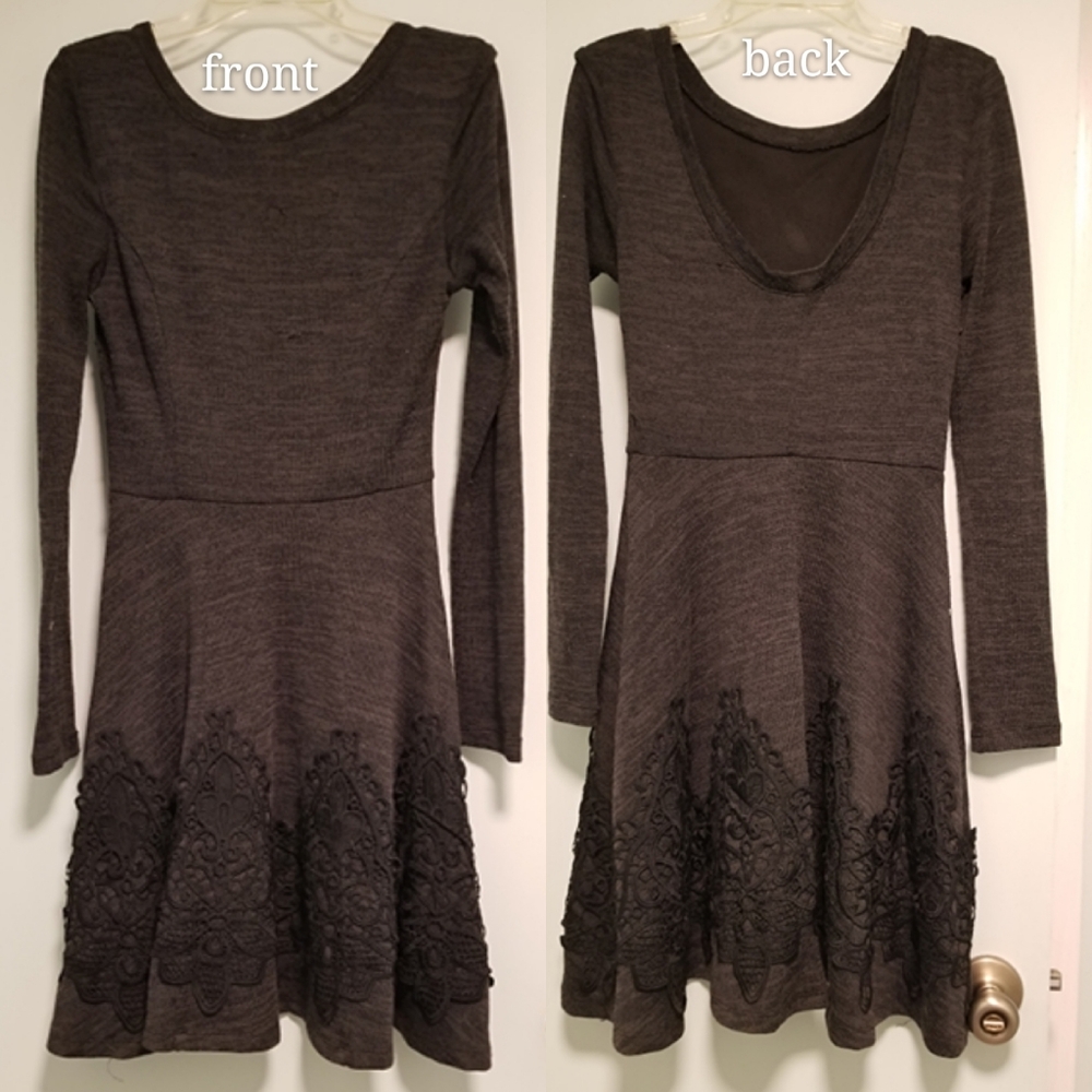 Alterdstate XS darkgrey laced long sleeve dress